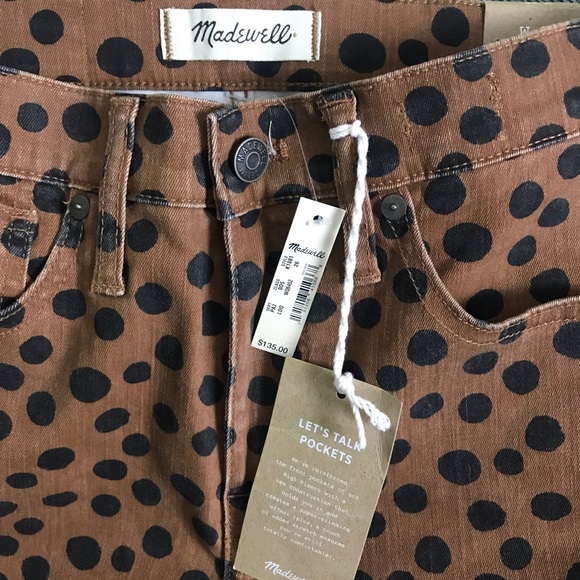 NWT Madewell Brown Leopard Dot 10” High-Rise Lyocel Skinny Pants Womens Sz 27 - Picture 14 of 16